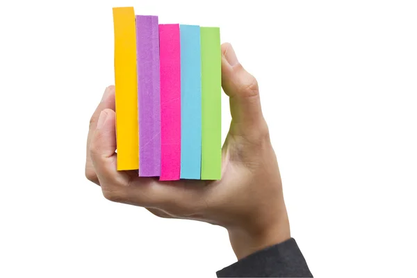 Colorful sticky notes in hand. — Stock Photo, Image