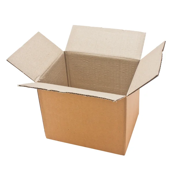 Open cardboard box isolated on white background. — Stock Photo, Image