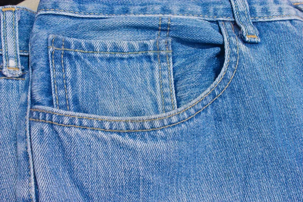 Blue jeans pocket closeup. — Stock Photo, Image