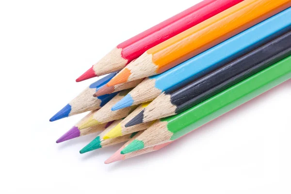 Close up of color pencils isolated on white background. — Stock Photo, Image