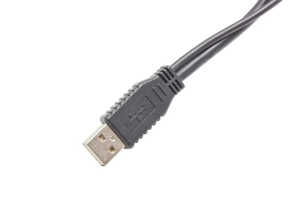 Cavo USB nero isolato su sfondo bianco . — Foto Stock
