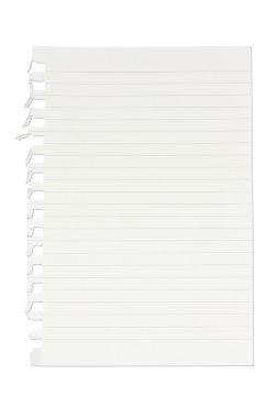 Boş beyaz kağıt beyaz zemin üzerine izole.