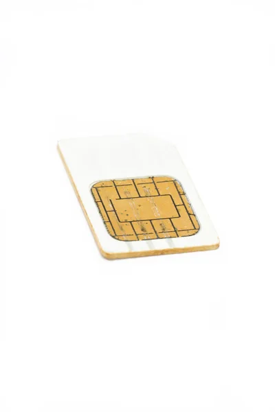 Carte SIM pour téléphone portable isolé sur fond blanc . — Photo