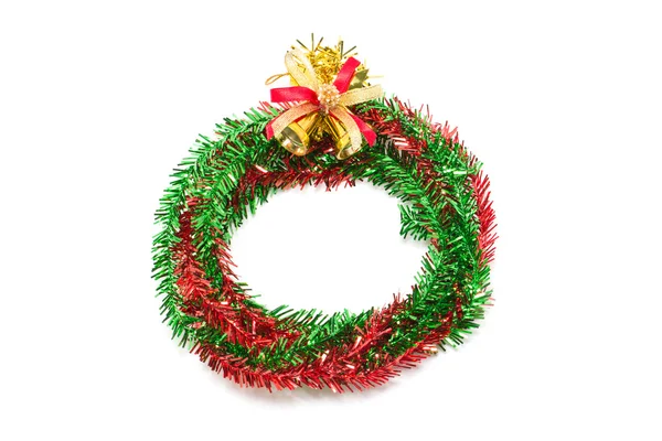 Red and green wreath with christmas bells. — Stock Photo, Image