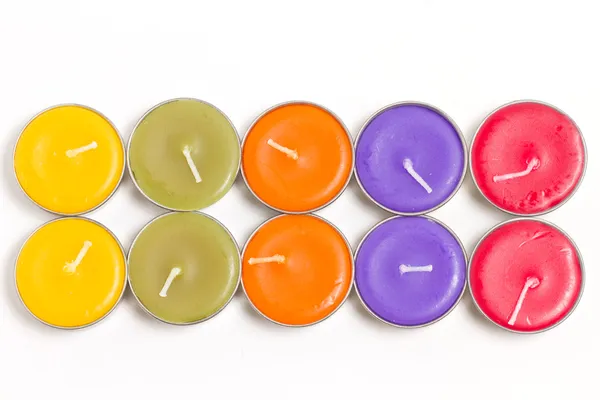 Colorful spa candles — Stock Photo, Image