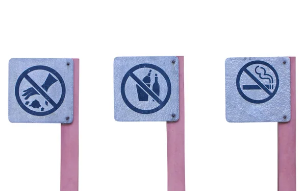 No littering sign, no alcohol sign and do not smoke sign — Stock Photo, Image