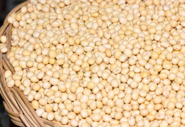 soya fasulyesi rattan sepet içinde.