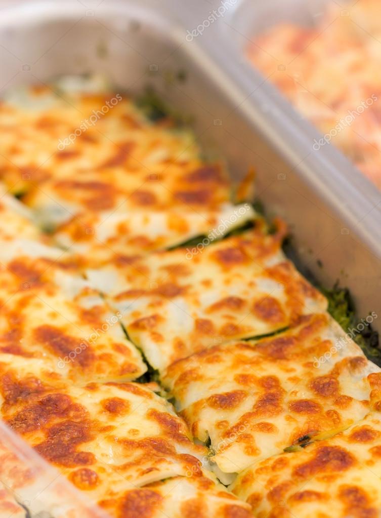 Lasagna spinach with aluminum tray in market. Stock Photo by ©happymay 32483323