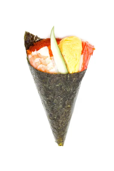 Sushi temaki enrollado a mano — Foto de Stock
