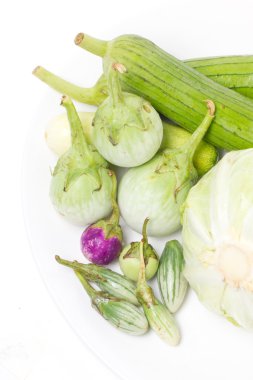 patlıcan, kabak sünger ve cabbag.