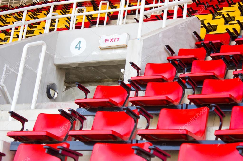 Exit sign at stadium.