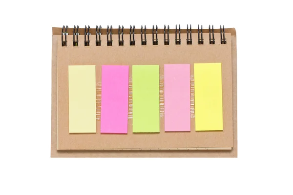 Barevné poznámky sticky notes na prázdné notebook. — Stock fotografie