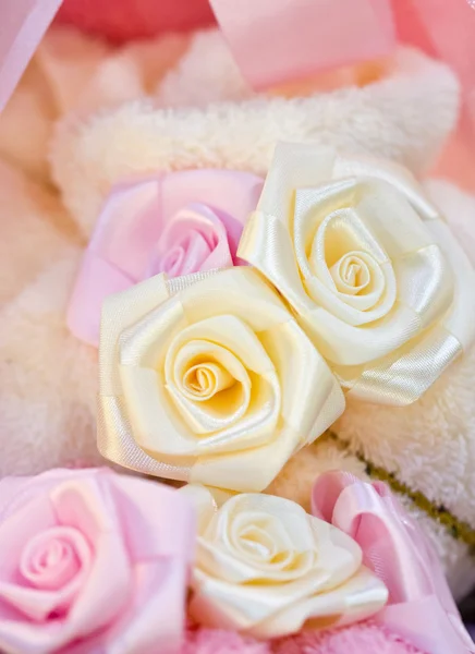 Artificial Ribbon Roses. — Stock Photo, Image