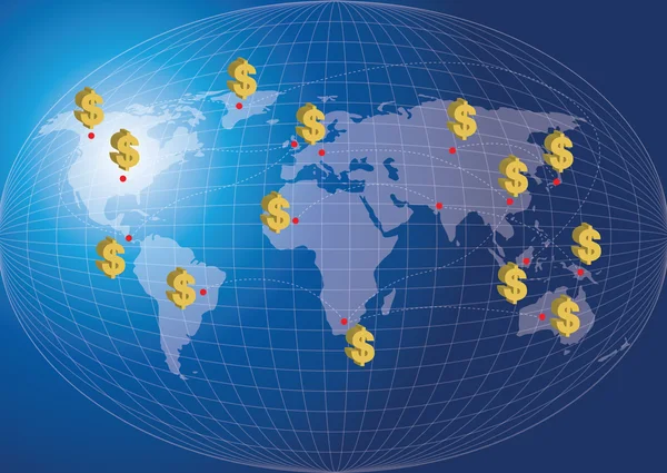 Dünya harita ekonomi kavramı — Stok Vektör