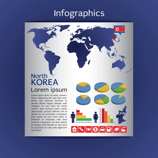 信息图表的朝鲜地图 — 图库矢量图片