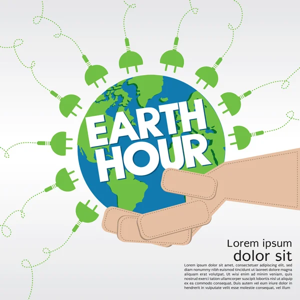 Earth hour konceptuell illustration. — Stock vektor