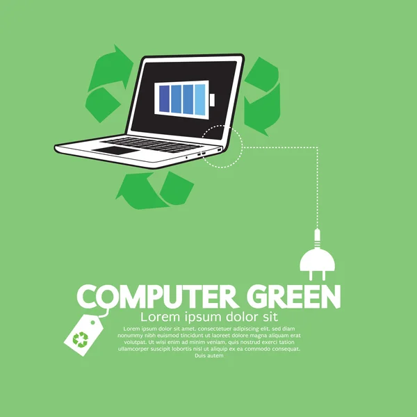 Počítač s konceptem, zelený. — Stockový vektor