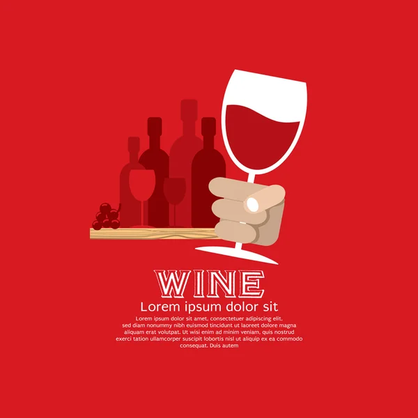 Bicchiere di vino in mano illustrazione . — Vettoriale Stock