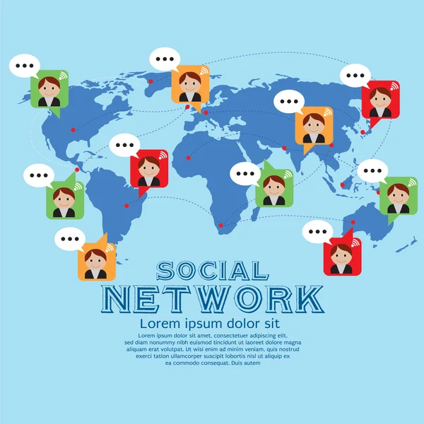 Social Network Concettuale — Vettoriale Stock