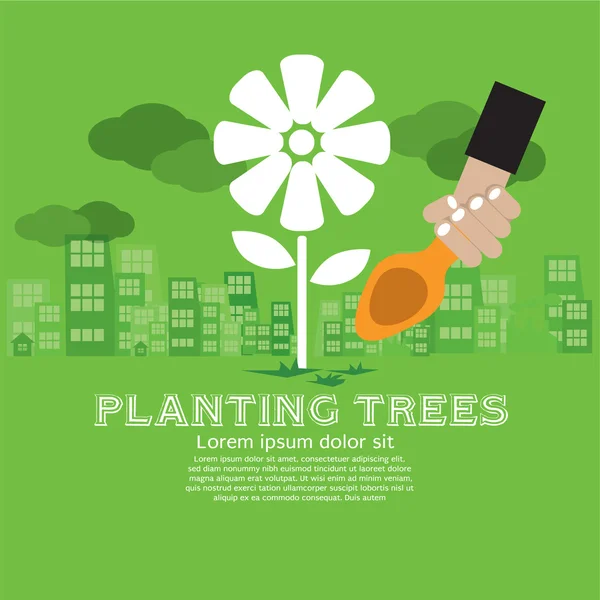 Plantación de árboles Concepto — Vector de stock