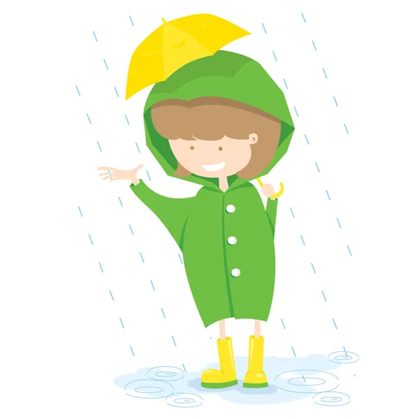Little Girl In Rainy Day — Stock Vector