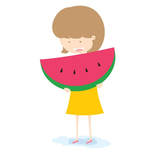 Mädchen mit Wassermelone — Stockvektor