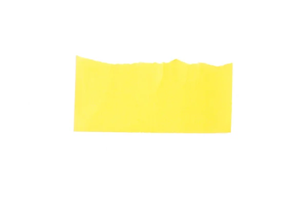 Banner de papel amarelo rasgado isolado em branco . — Fotografia de Stock
