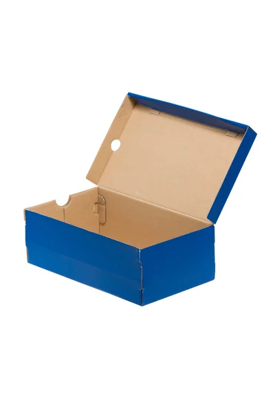 Open shoe box isolated on white — Stock Photo, Image