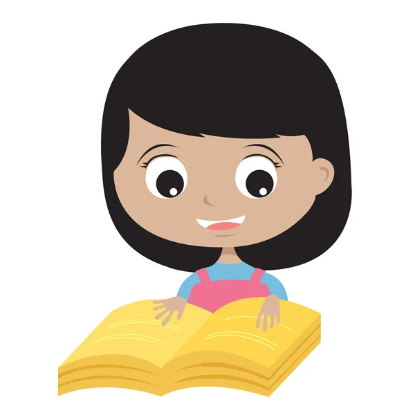 Menina feliz lendo um livro ilustração vetorial EPS10 —  Vetores de Stock