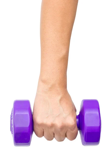 Man's Hand With Dumbbell Isolated on White. — Stock Photo, Image
