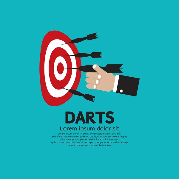 Dartboard con freccette in mano . — Vettoriale Stock