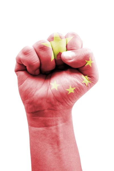 Volksrepublik China Faust isoliert auf Weiß gemalt. — Stockfoto