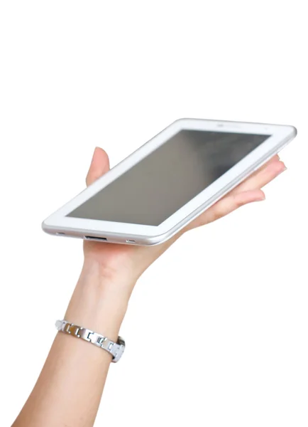 Young Asian Woman Hand's Holding A Tablet Isolated on White. — Stock Photo, Image