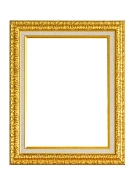 Golden Picture Frame Isolated on White. — Stock Photo, Image