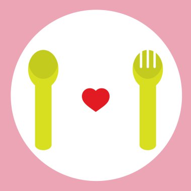 kaşık ve çatal ile kırmızı kalp