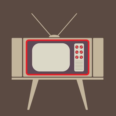 düz tasarım vintage televizyon vektör çizim