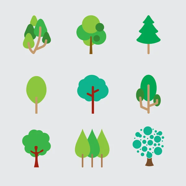 Set Of Different Trees — Stock Vector