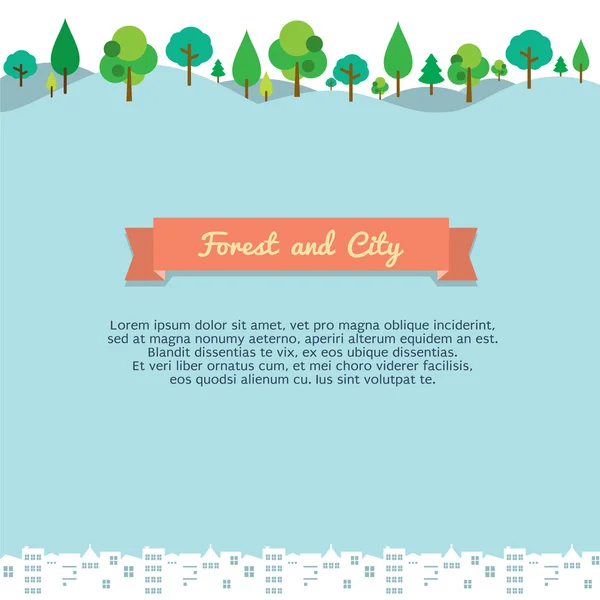 Forest And City Vector Background — Stock Vector