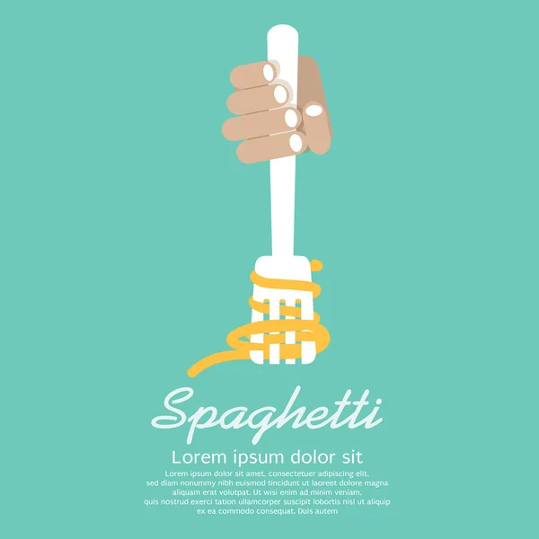 Tenedor de mano con espaguetis — Vector de stock