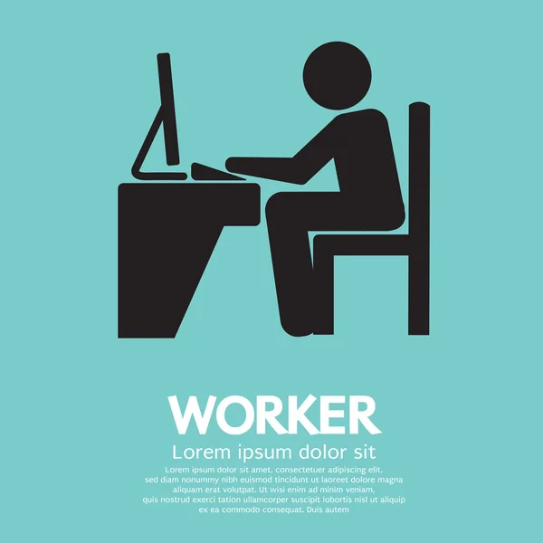 Office Worker Using Computer — Stock Vector