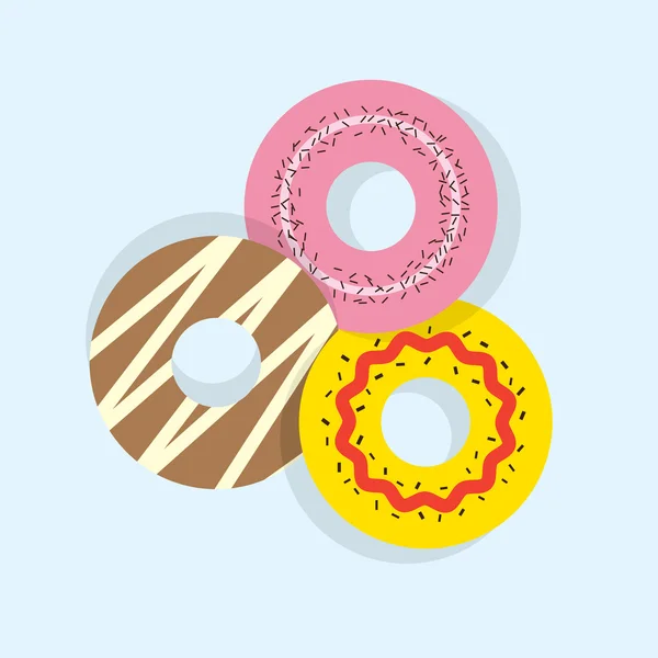 Three Donuts Vector Illustration — Stock Vector