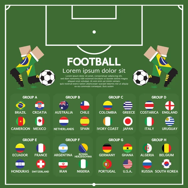 2014 Tabla de torneos de fútbol — Archivo Imágenes Vectoriales