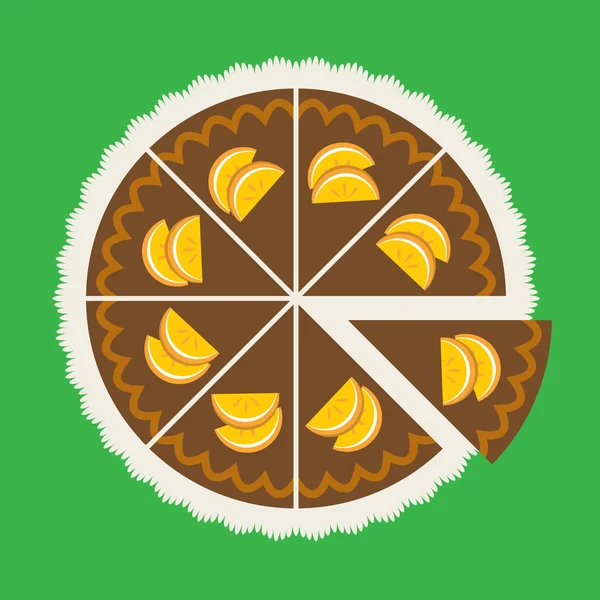 Chocolate laranja Bolo Vector Ilustração — Vetor de Stock