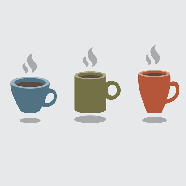 Set von heißen Kaffeetassen Vektor Illustration — Stockvektor