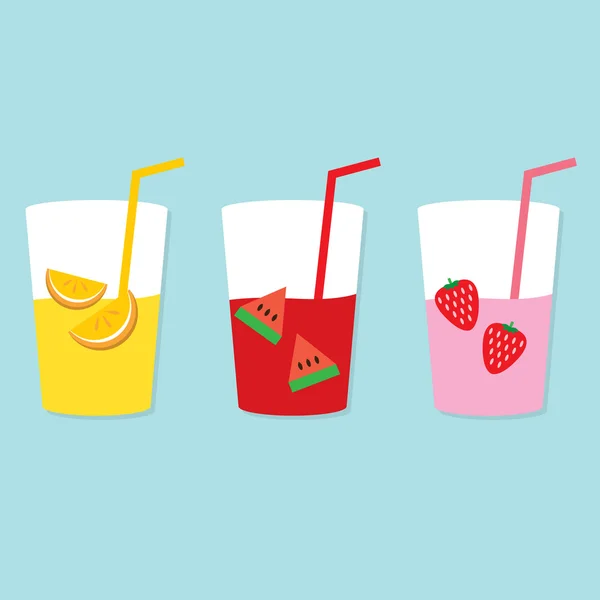 Uppsättning av frukt juice glasögon — Stock vektor