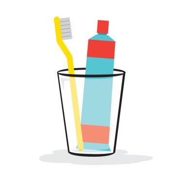 diş macunu ve diş fırçası cam