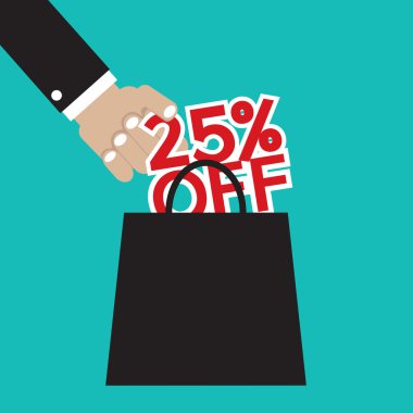 yüzde 25 indirimli vektör çizim