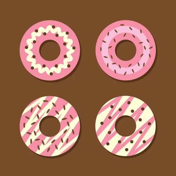 Set Of Strawberry Donuts — Stock Vector