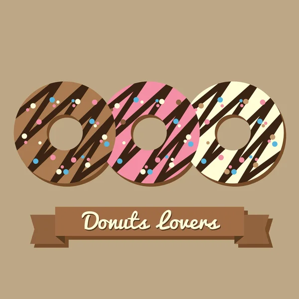 Donuts Amantes Vector Ilustración — Vector de stock