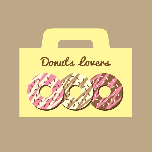 Donuts Lovers Box Vector Illustration — Stock Vector